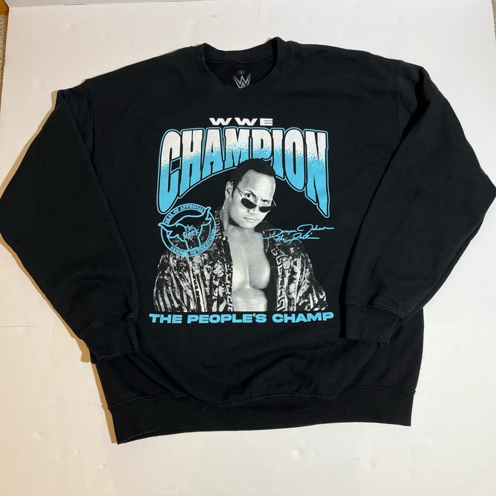 WWE Champion The Rock The People's Champ  Dwayne Johnson Sweatshirt Black Large
